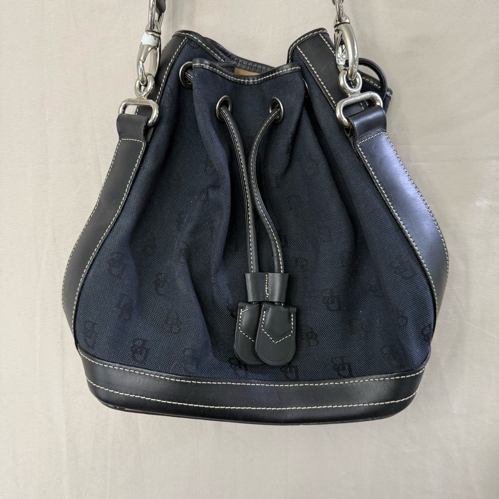 Vintage Dooney & Bourke Purse Monogram Canvas Drawstring Shoulder Bag